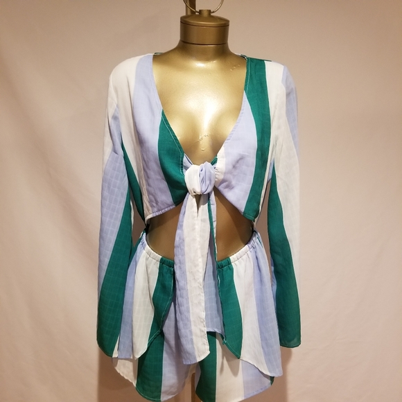 Peach Love California Pants - PEACH LOVE STRIPED ROMPER